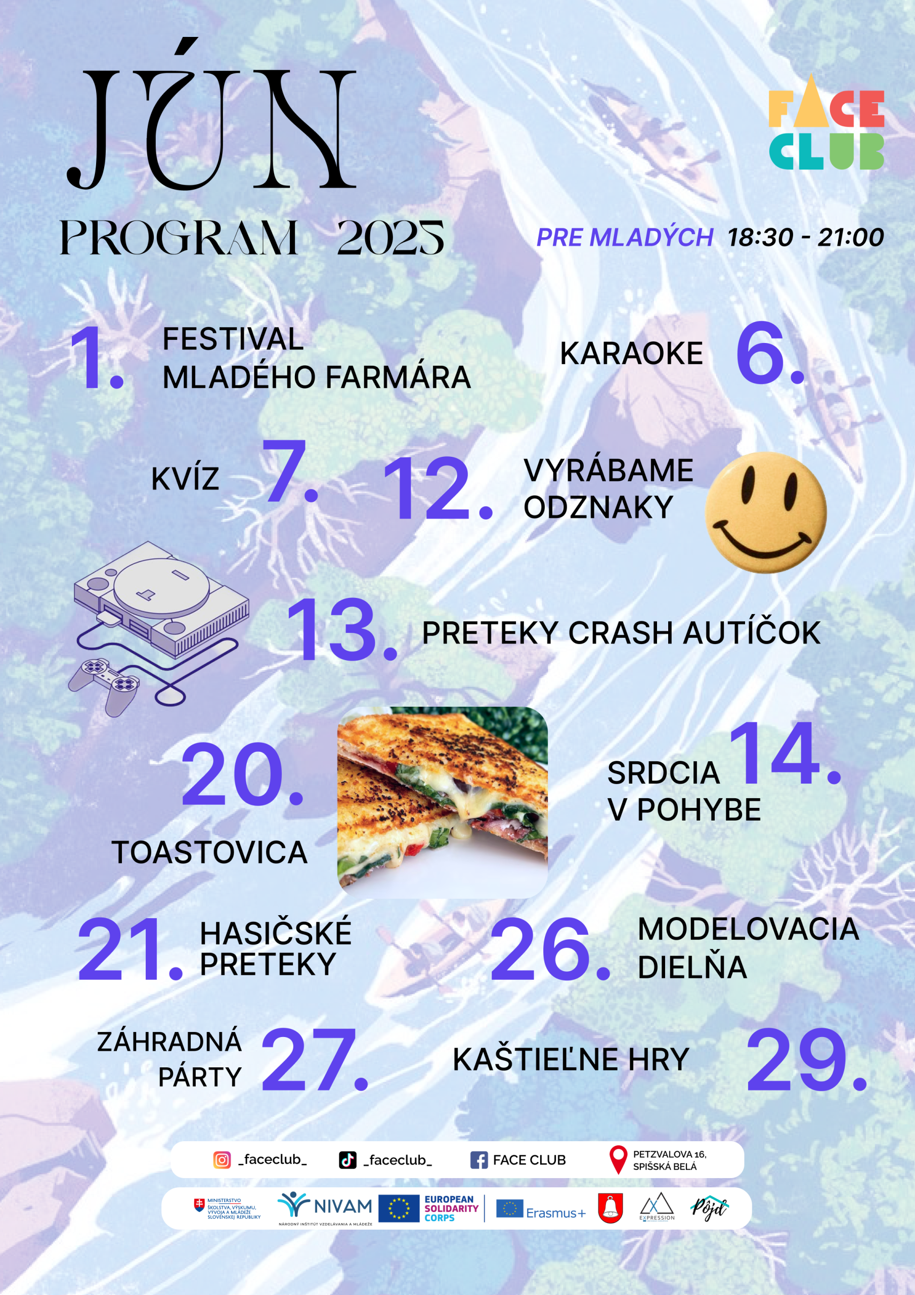 Júnový program pre mladých vo FACE CLUBE 🎤