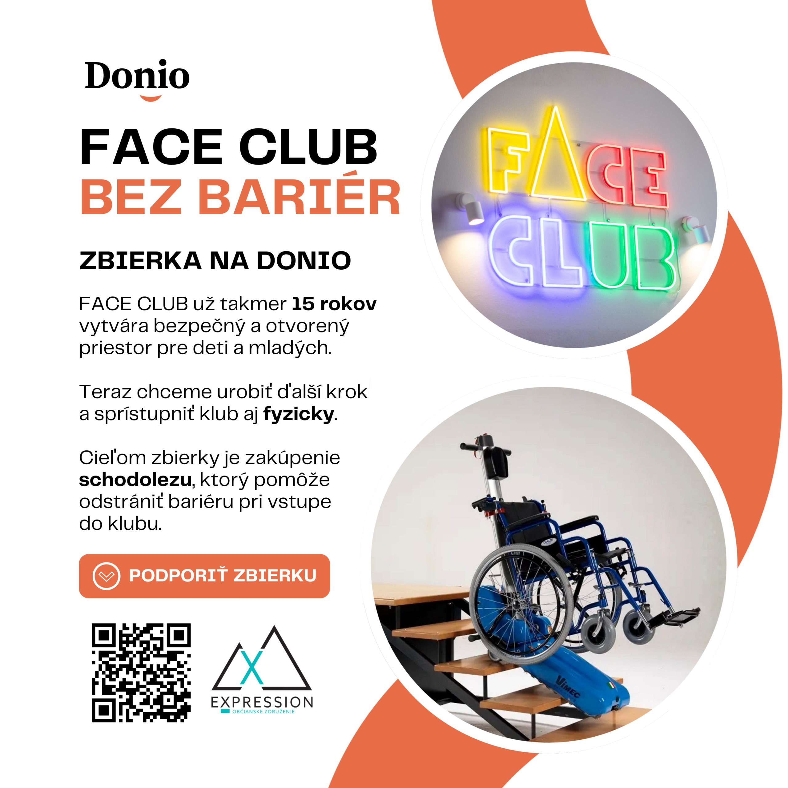 🧡 FACE CLUB bez bariér – verejná zbierka na Donio